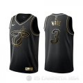 Camiseta Dwyane Wade #3 Golden Edition Miami Heat Negro